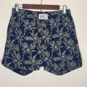 Levi's Mens Sz M Blue Hawaiian Flower‎ Pajama PJ Beach Yacht Travel Chino Shorts